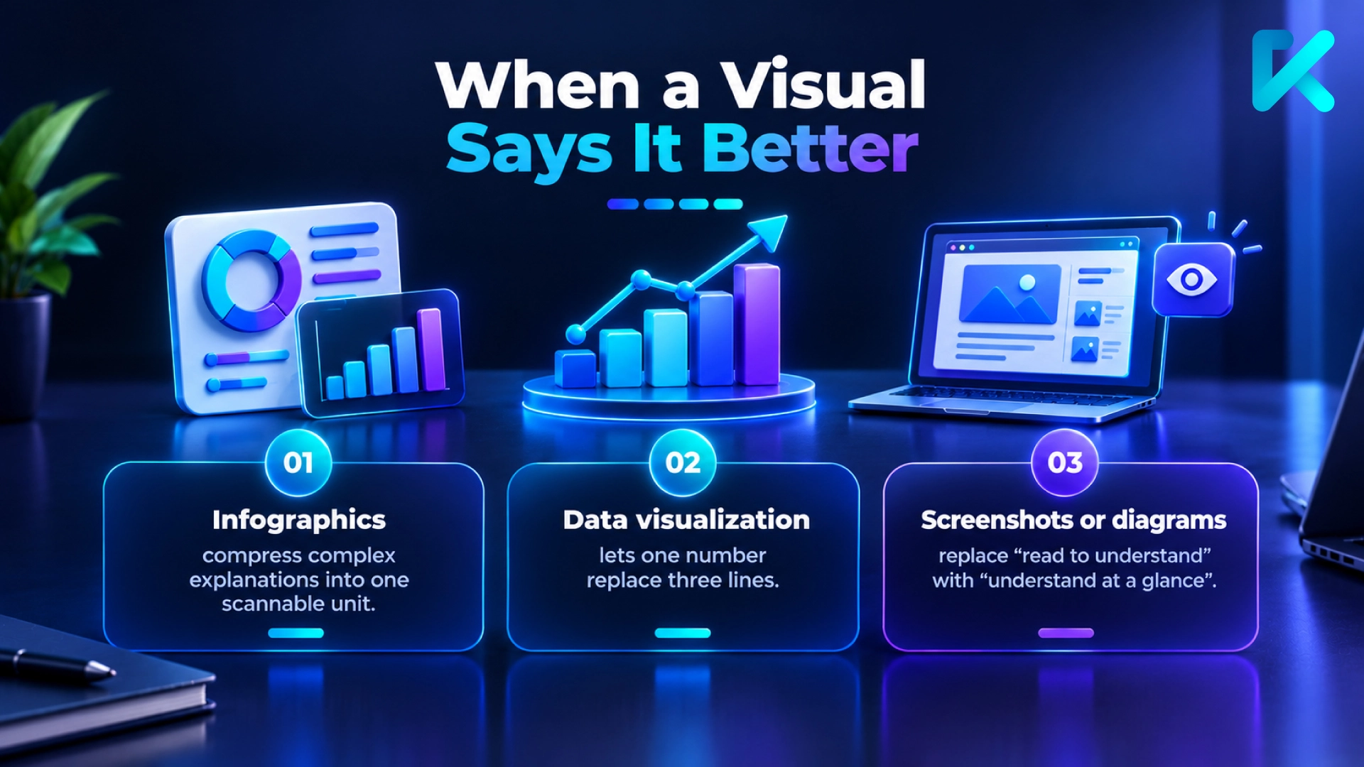 When a Visual Says It Better infographic illustrating infographics, data visualization, and screenshots